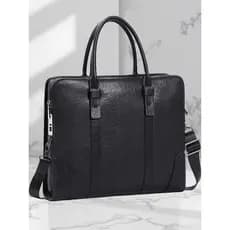 Bolsa de couro masculina, maleta com trava de impressão digital, grande capacidade, simples, bolsa de computador, bolsa