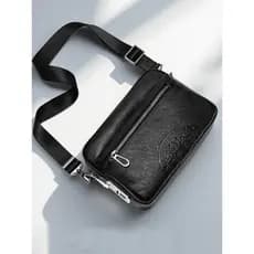 Saco de bloqueio de impressão digital bolsa de ombro couro genuíno primeira camada moda simples mochila negócios Casual