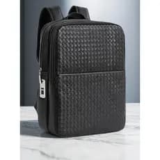 Mochila masculina de couro tecido Casual negócios impressão digital bloqueio mochila Street Wear bolsa masculina viagem