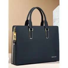 Pasta masculina estilo couro genuíno saco de computador de negócios desbloqueio impressão digital bolsa grande capacidad