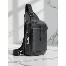 Bolsa de peito masculina de couro genuíno genuíno desbloqueio de impressão digital bolsa de ombro Casual Street Wear per