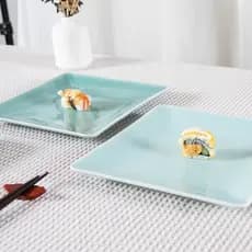 Celadon prato de cerâmica doméstico, prato quadrado para lanche, cozinha traseira, prato frio, Hotel, osso, prato de fru