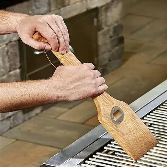 Antigo Estrangeiro Mesmo Produto 143+!Espátula de churrasco para piquenique ao ar livre, madeira maciça, raspagem de cin