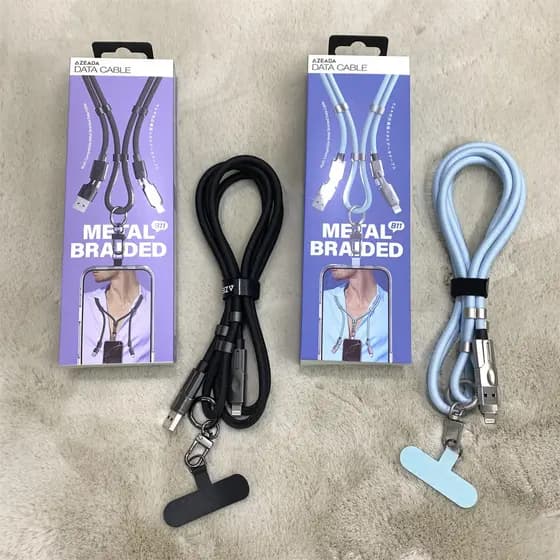 Moubao 58+!Carga rápida 60W/27W!Cabo de dados de carregamento quatro em um pendurado no pescoço Crossbody cordão para ce
