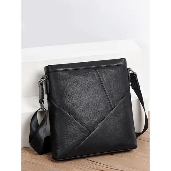 Couro genuíno de grande capacidade Commuter vegetal curtido couro macio ombro mensageiro saco simples masculino 2