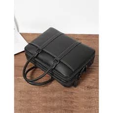 Commuter pasta masculina de couro genuíno grande capacidade negócios primeira camada bolsa computador Shou