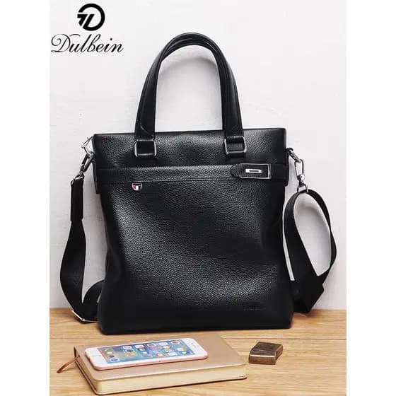 Dobin pasta masculina de primeira camada de couro Casual bolsa masculina de negócios Vertical bolsa mensageiro masculina