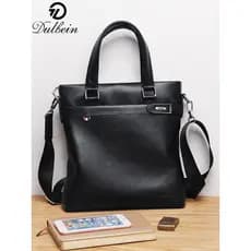 Dobin pasta masculina de primeira camada de couro Casual bolsa masculina de negócios Vertical bolsa mensageiro masculina