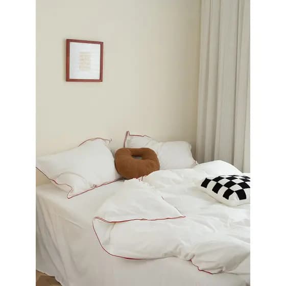 Chufu casa branco conjunto de quatro peças algodão linho lavado puro algodão cama ins estilo perto cópia cama colcha cap