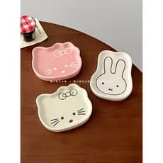 Miss açúcar bonito hellokitty cerâmica pequeno prato doméstico molho de soja vinagre prato menina coração mergulhando mo