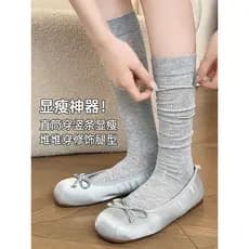 Estilo de balé meias femininas verão estilo fino pilha meias verão miu série branco bezerro malha respirável verão longo