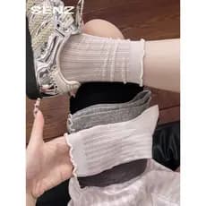 Meias femininas verão estilo fino malha oco renda verão meados de tubo meias rendas estilo Ballet verão pilha meias fina