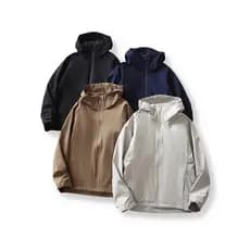 Ao ar livre funcional repelente de água cor sólida na moda com capuz jaqueta de casca macia masculina primavera outono e