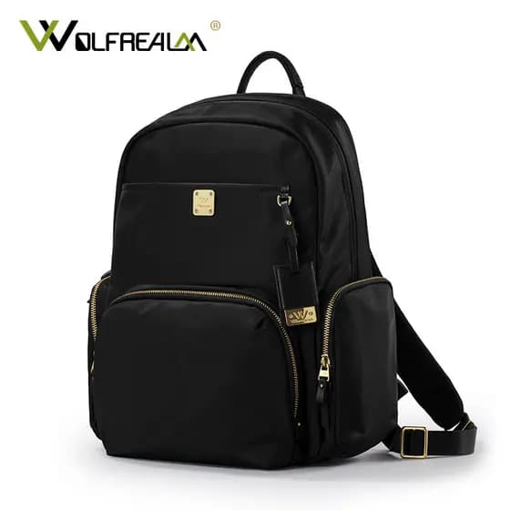 Lobo domínio mochila feminina Multi-bolso saco feminino mochila moda à prova dwaterproof água saco de lona versão corean