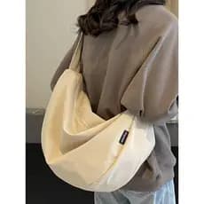 Bolsa francesa feminina novo estilo grande capacidade cor sólida simples estilo preguiçoso bolinho saco Casual All-Match