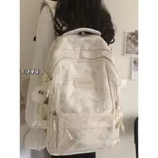 Mochila escolar francesa feminina estudante do ensino médio simples All-Match impresso urso Design 2026 novo estilo facu
