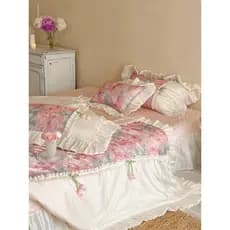 Tulipa francesa verão Tencel capa de cama estilo verão legal colcha conjunto de quatro peças estilo princesa lavável leg