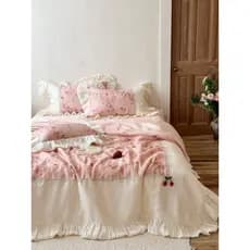 Menina coração verão Lyocell Tencel verão legal colcha capa de cama conjunto de quatro peças legal renda sedosa colcha f