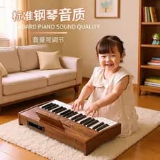 Mini piano 37 teclas pequeno piano de madeira crianças iniciante painel toque iluminação e teclas de jogo