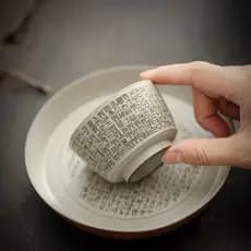 Palha estilo palha xícara de chá coração Sutra mestre copo letras cerâmica xícara de chá chinês Retro tamanho grande
