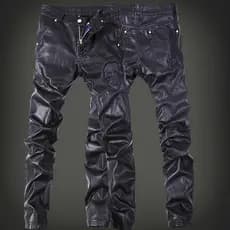 Calças de couro masculinas estilo 2026 novo estilo calças de couro preto desempenho masculino na moda motocicleta Popula