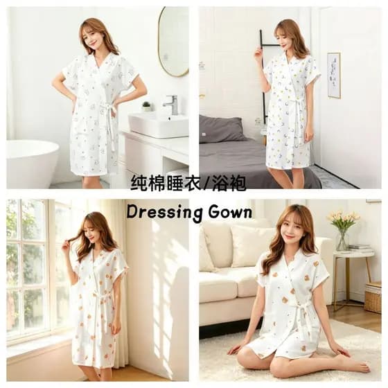 Roupões de banho de verão usam após o banho de manga curta fio de algodão fino senhoras camisola longa feminina Homewear