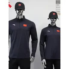 ANTA/ANTA Patrocínio 2024 China Delegate Group Seleção Nacional Camiseta Esportiva de Manga Comprida Pulôver Uniforme Na