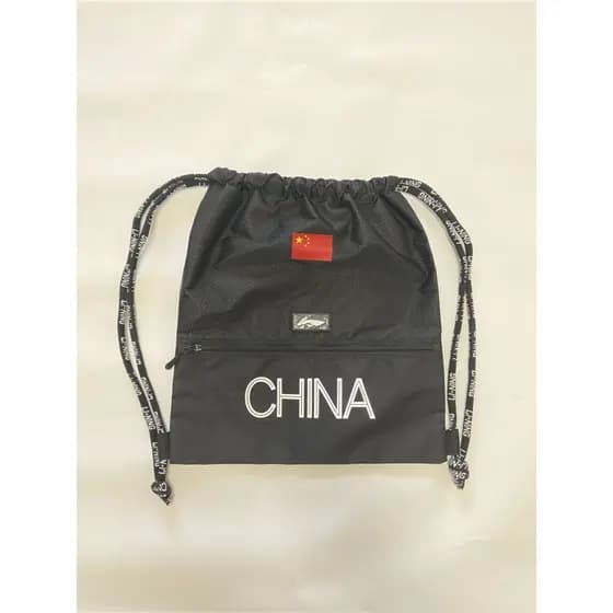 Li Ning Patrocínio Bolsa com cordão para equipe nacional Bolsa com cordão Mochila de grande capacidade com zíper indepen