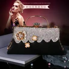 Bolsa de cristal diamante cheio de diamante bolsa de embreagem moda na moda couro genuíno vestido saco banquete saco de