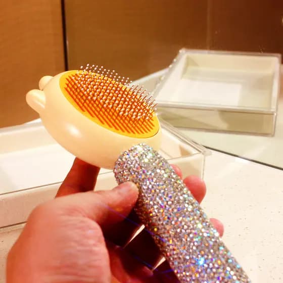 Pente de gato cravejado de diamantes, removedor de cabelo flutuante, agulha de cachorro, ferramenta útil de limpeza de c