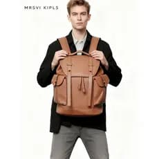 Retro negócios couro mochila masculina grande capacidade Commuter computador mochila Design Casual sentido estudante uni