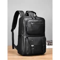2026 novo estilo mochila masculina textura de couro macio grande capacidade negócios lazer viagem computador mochila mod