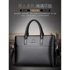 Pasta masculina de couro de primeira camada, bolsa mensageiro de ombro de negócios, bolsa Casual para computador, bolsa