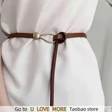 Cinto Fino Da Moda Com Fivela Dourada Cintos De Couro PU Para Mulheres D