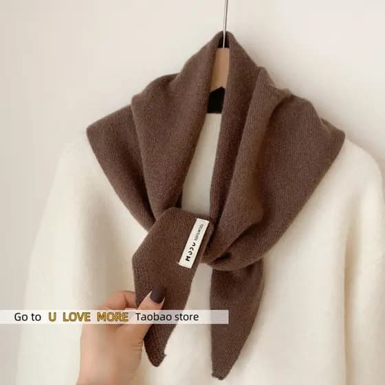 Lenço De Lã Triangular Coreano Britânico Feminino Outono E Inverno Xale