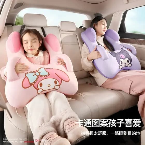 Sanrio carro Nap encosto de cabeça travesseiro almofada bonito influenciador crianças cinto de segurança do carro ombro
