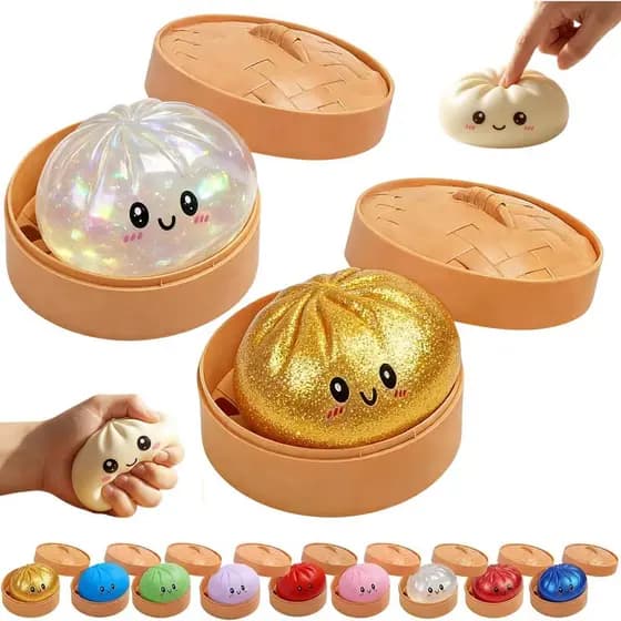 Squishy de Dumpling, 2 Peças de Brinquedos Squishy de Dumpling com Glitter, Squishies de Dumpling com Caixa Misteriosa d