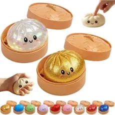 Squishy de Dumpling, 2 Peças de Brinquedos Squishy de Dumpling com Glitter, Squishies de Dumpling com Caixa Misteriosa d