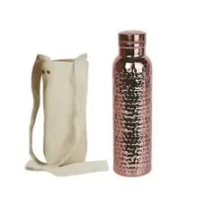 Garrafa de Água 100% de Cobre Puro (32oz/950ml) com Benefícios Ayurvédicos, Design Amigo de Viagens, À Prova de Vazament