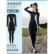 Maiô feminino de tamanho grande, peça única, gordura mm100kg, protetor solar, calças de manga comprida, corpo inteiro, m