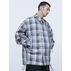 Str : Roupas Acolchoadas De Algodão/Tecido Xadrez Tingido Pesado Camisa Solta
