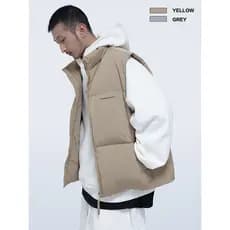 STR: COLETE/costura acolchoada dividida {versão revisada} masculino feminino versão curta cor sólida gola para baixo col