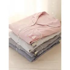 {Ilha de dormir} Primavera outono casal pijamas feminino puro algodão gaze estilo japonês bordado xadrez masculino Plus