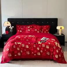 Roupa de cama grande vermelha para casamento