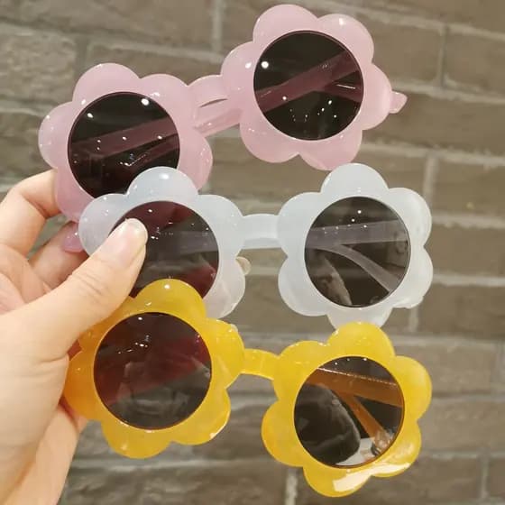 Crianças óculos na moda moda bebê óculos de sol meninas flor óculos de sol na moda feminino dos desenhos animados brinqu