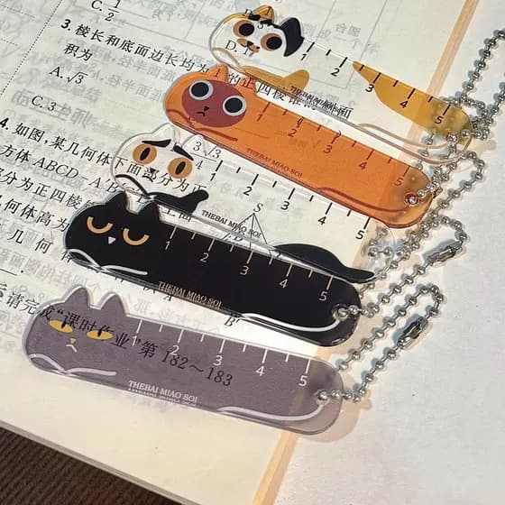 Régua de palma de gato Mini régua pequena Alunos da escola primária Dedicado Papelaria de alto valor Crianças Régua tran