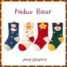 Nito urso crianças meias de natal outono inverno meias de algodão meninos meninas meias vermelhas natal meias do bebê