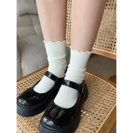 Fungus Edge branco meados de tubo meias femininas primavera outono renda pura japonês jk rendas pilha meias combinando p
