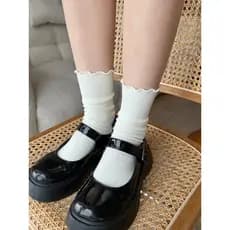 Fungus Edge branco meados de tubo meias femininas primavera outono renda pura japonês jk rendas pilha meias combinando p
