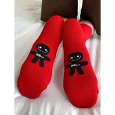 Meias vermelhas femininas Benming Ano Puro Algodão Mid-Tube Meias Outono Inverno Estilo Casais Ano do Cavalo Boa Sorte P